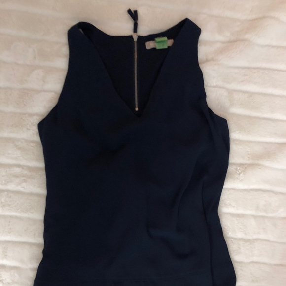 Banana republic drapey lined navy tank zipper back - Picture 2 of 4